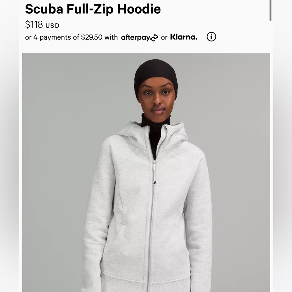 Lululemon full zip scuba hoodie